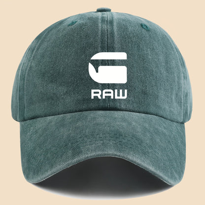 1pc "RAW" Fun Print Baseball Cap in Black with White Text - Breathable & Comfortable, Adjustable Unisex Dad Hat for Men, Women, Teens - Perfect for Beach, Fishing, Outdoor Activities, Father'S Day, Christmas, 4 Seasons, Casua