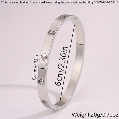 1pc Stainless Steel Bracelet - Four Leaf Clover Charm Jewelry, Non-Tarnish/Damage-Resistant Men's Everyday & Formal Wear, Year-Round Minimalist Jewelry Gift for Birthdays, Anniversaries, Housewarming - Durable Stainless Steel