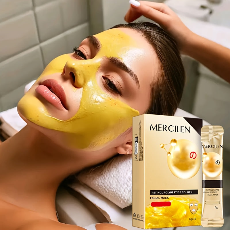 Retinol Polypeptide Tear Mask Makeup Primer 6gx10 pack, containing retinol, hyaluronic acid deep cleaning, moisturizing and firming, brightening to make Light Beige look younger, suitable for all Light Beige types, essential