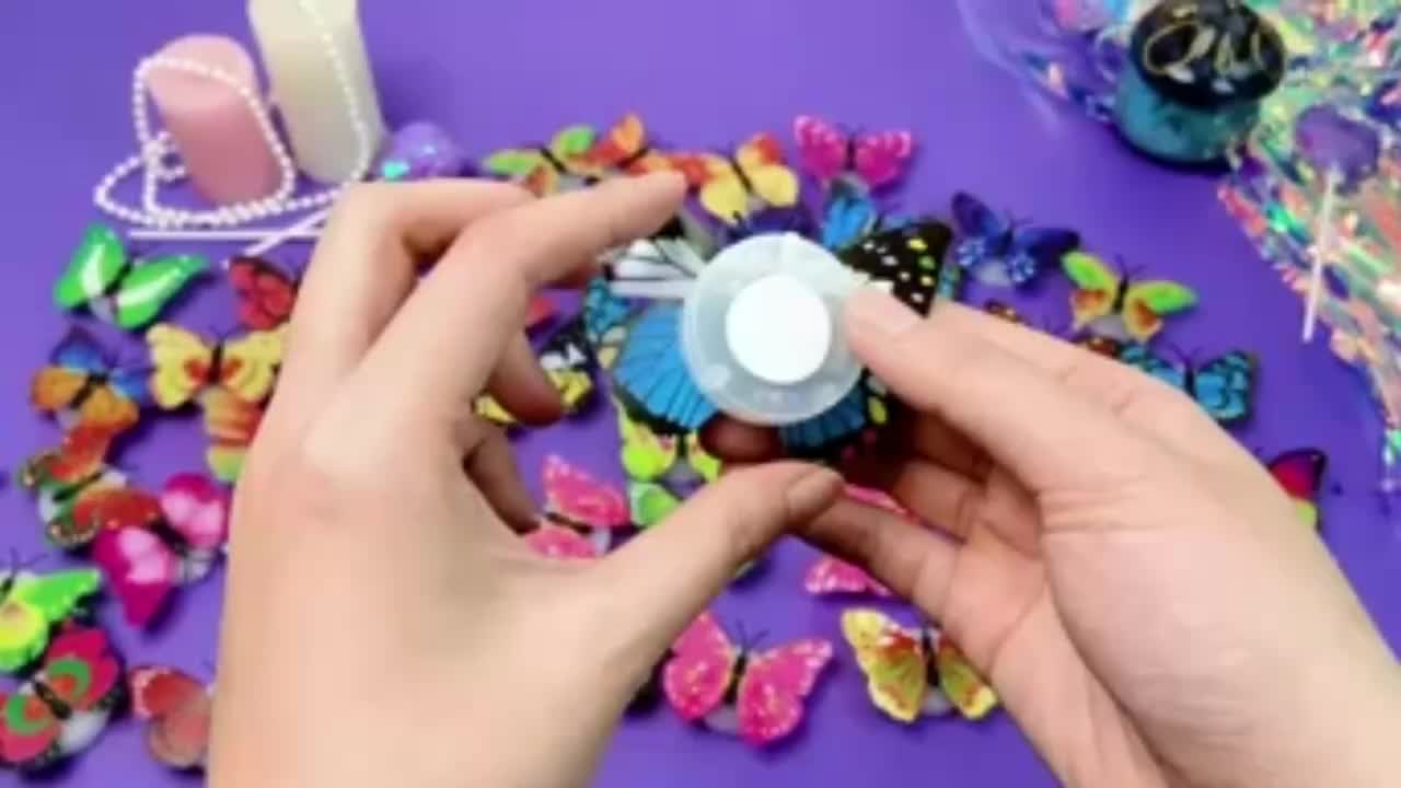 10/20pcs Colorful Glowing Butterfly Night Light Powered by Battery