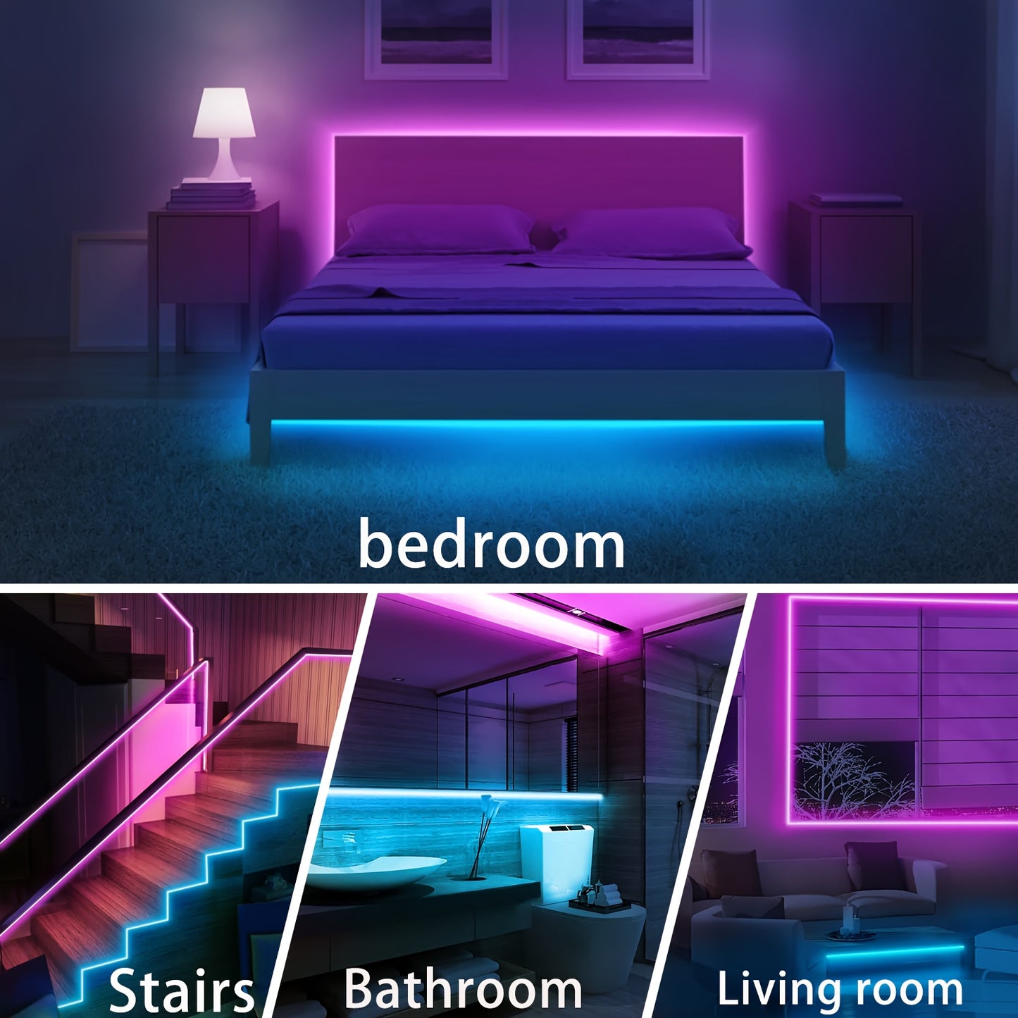 Smart Bedroom LED Lights, RGB Music Sync Bar Lights with 44-Key Remote Control