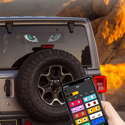 USB LED decorative light, full-color screen, creative personality, application control, 5V with App editable text pattern animation LED logo, soft screen, LED display screen, can be used in 4 seasons, with fun car decoration,