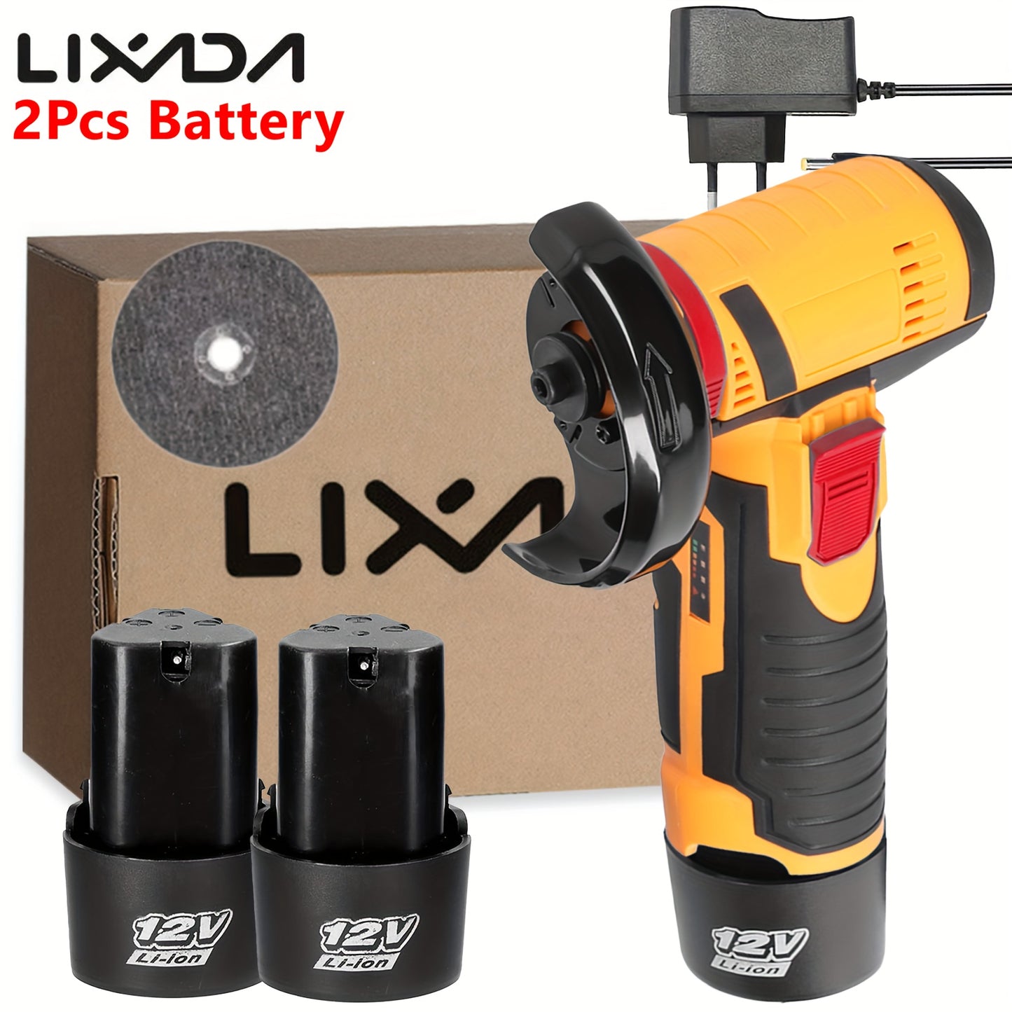 Lixada 12V Multi-function Portable 19500rpm Electric Grinding Tool Multi-function Angle Grinder Handheld 2 Batteries Suitable for Home Garden Decoration Polishing Tiles Wood Stone Steel