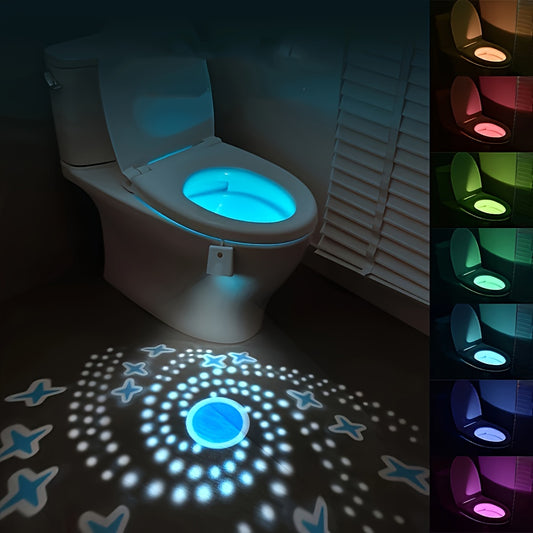 1pc Motion Sensing LED Toilet Light - USB Rechargeable, Adjustable Brightness, 7 Color Changing, Easy Installation