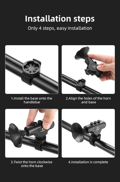 Black ABS Bicycle Horn Bell - Loud Electric Car Horn with Decorative Riding Ring for Motorcycle & Bicycle Handlebars, Enhances Safety & Style, Bike Accessories