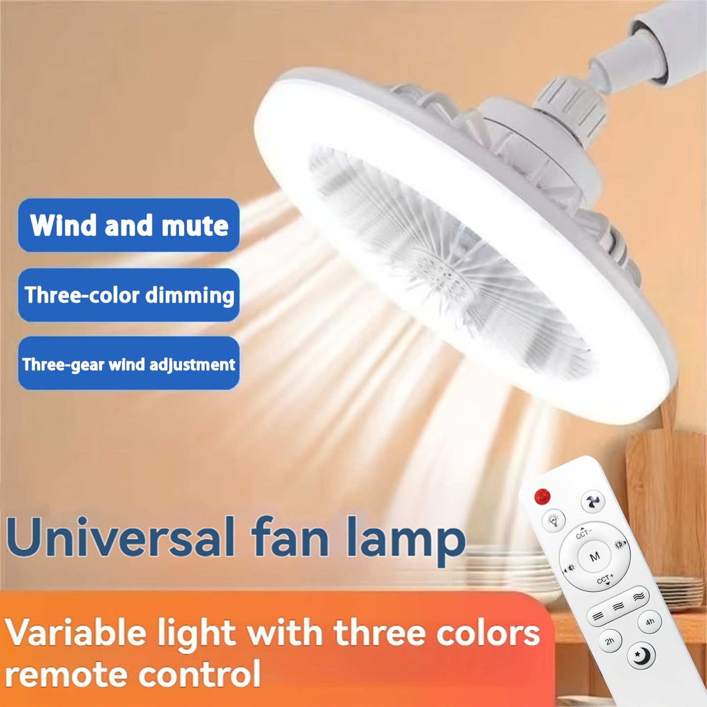 50W 25.4cm LED Smart Ceiling Fan Light with Remote Control, Color Changing and Dimming Features, 2In1 360 degrees Ceiling Fan with Light | E26/27 Socket, Dual Function Cooling and Lighting, Timing, Suitable for for Bedroom, k