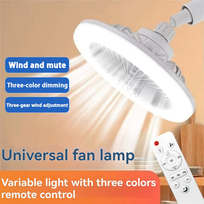 50W 25.4cm LED Smart Ceiling Fan Light with Remote Control, Color Changing and Dimming Features, 2In1 360 degrees Ceiling Fan with Light | E26/27 Socket, Dual Function Cooling and Lighting, Timing, Suitable for for Bedroom, k