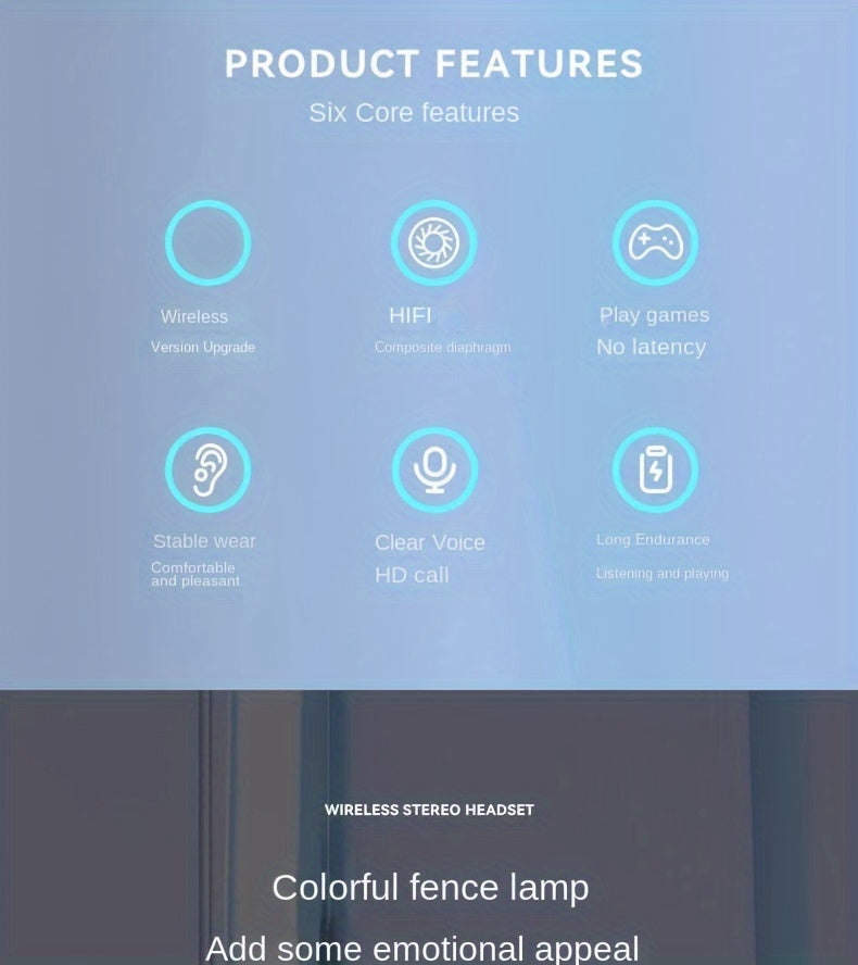 39 Luminous Wireless Headphones with Plug-in, Wired and Wireless Multifunctional Use