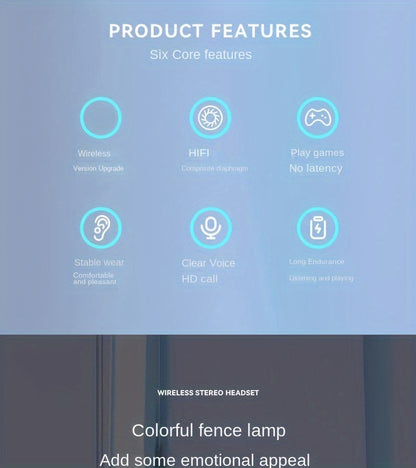 39 Luminous Wireless Headphones with Plug-in, Wired and Wireless Multifunctional Use