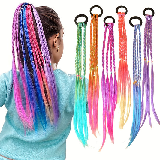 6pcs Bohemian Style Sweet Wig Braids Hair Ties - Vibrant Multicolor Hair Accessories for Women, Perfect Gift for Birthdays, Holidays & Special Occasions, All-Season Wear, Hair Accessories for, Festive Hair Ties, Playful Hair