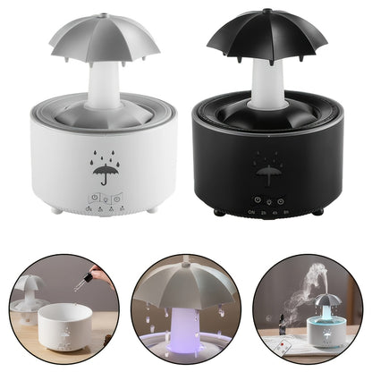 1pc Rotating Umbrella Aroma Diffuser | Humidifier, with Simulated Raindrops, Remote Control, Can Add Essential Oils, Three-Speed Timer, Rotating Raindrop Design, Humidifier | Essential Oils Diffuser, Suitable for Home Relaxat