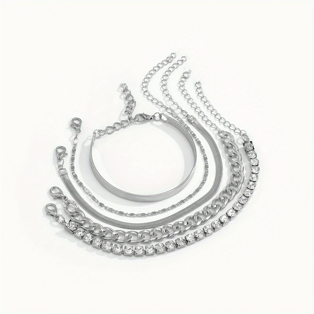 5 Pieces Of Retro Hip-hop Punk Snake Bone Chain Ladies Bracelet For Date Party Gift