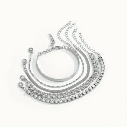 5 Pieces Of Retro Hip-hop Punk Snake Bone Chain Ladies Bracelet For Date Party Gift