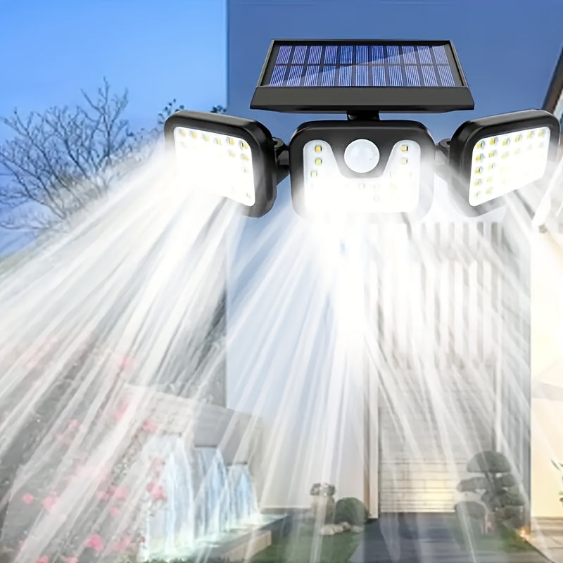 Solar-Powered Motion Sensor Light - 74 LED Outdoor Floodlight, 3 Modes,, Suitable for Front Door, Yard, Garage, Sidewalks, Pathways, Garden, and Patio | Solar Energy & Energy-Efficient Outdoor Lighting | Durable Plastic Body