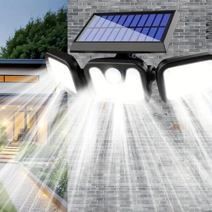 Solar-Powered Motion Sensor Light - 74 LED Outdoor Floodlight, 3 Modes,, Suitable for Front Door, Yard, Garage, Sidewalks, Pathways, Garden, and Patio | Solar Energy & Energy-Efficient Outdoor Lighting | Durable Plastic Body