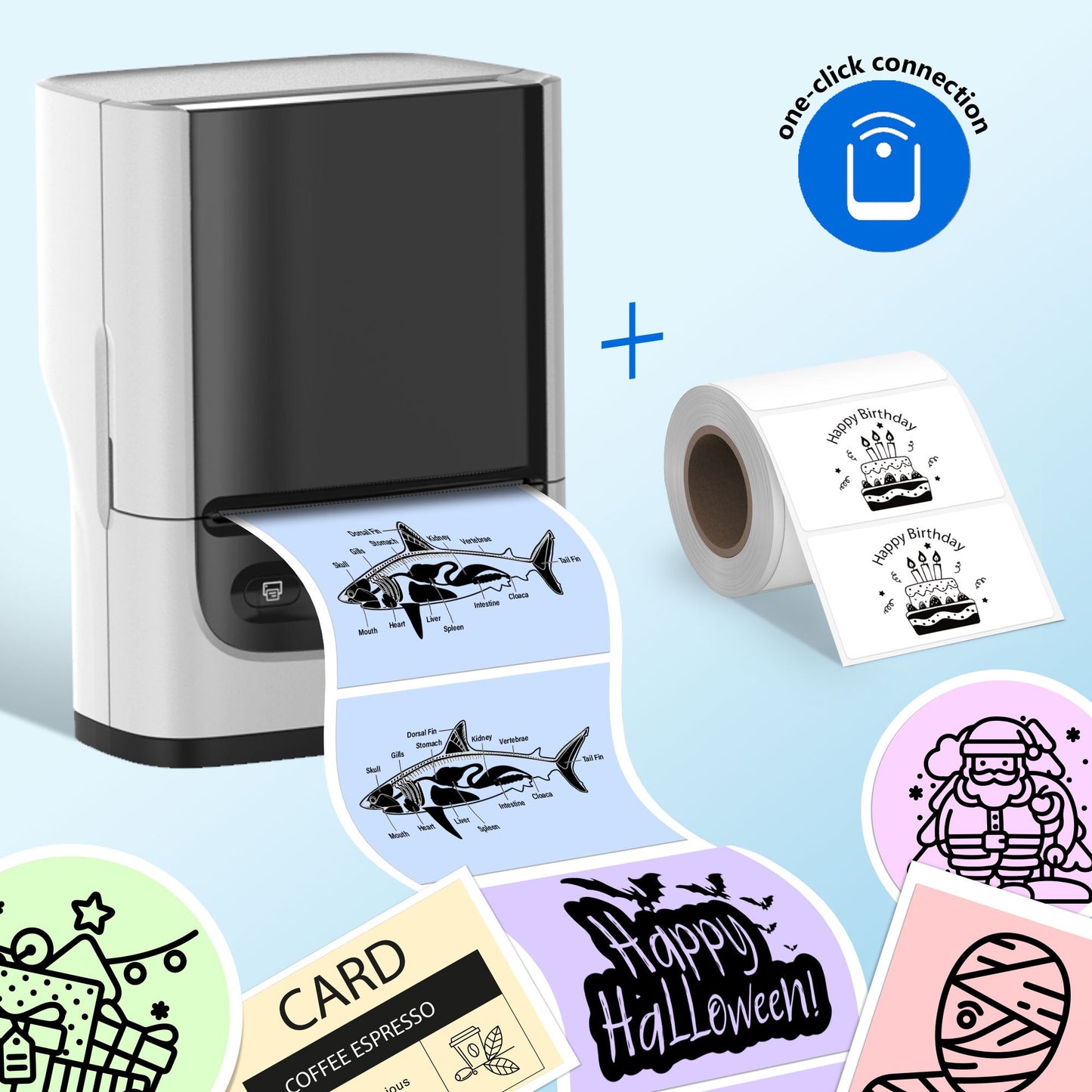 Mini Label Printer Self-Adhesive Labels, Portable Label Printer, P31S&P21&PM220 Combination of Different Designs, No Ink or Toner Required, Wireless Connectivity, For iOS and Android, For Home, Office and School, For Storage