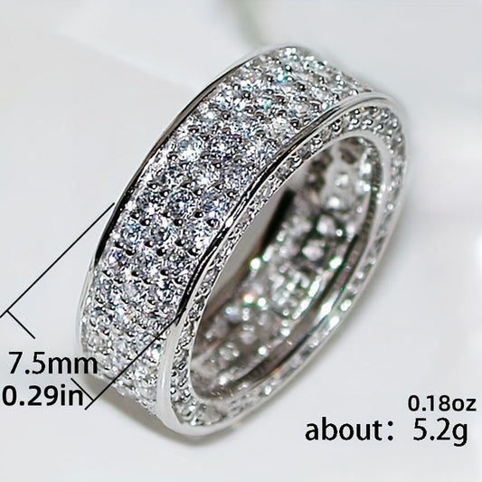 Gorgeous Super Sparkling Zirconia Silver-Plated Ring Fashion Forward Luxury Ring Neutral Ring Men's And Women's Ring Men's Wedding Ring Daily Wear Jewelry