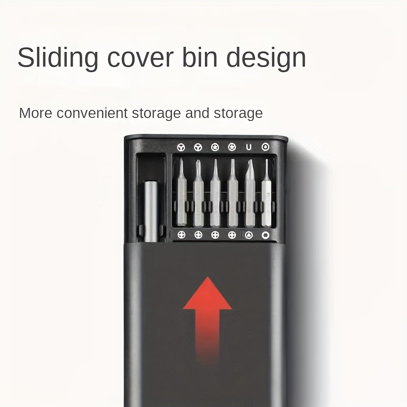 1pc 25in 1 precision screwdriver set, mobile phone and tablet removal Multi-function repair tool, durable plastic, no charging - with various drill bits