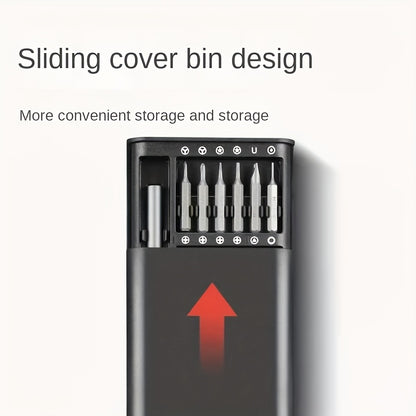 1pc 25in 1 precision screwdriver set, mobile phone and tablet removal Multi-function repair tool, durable plastic, no charging - with various drill bits