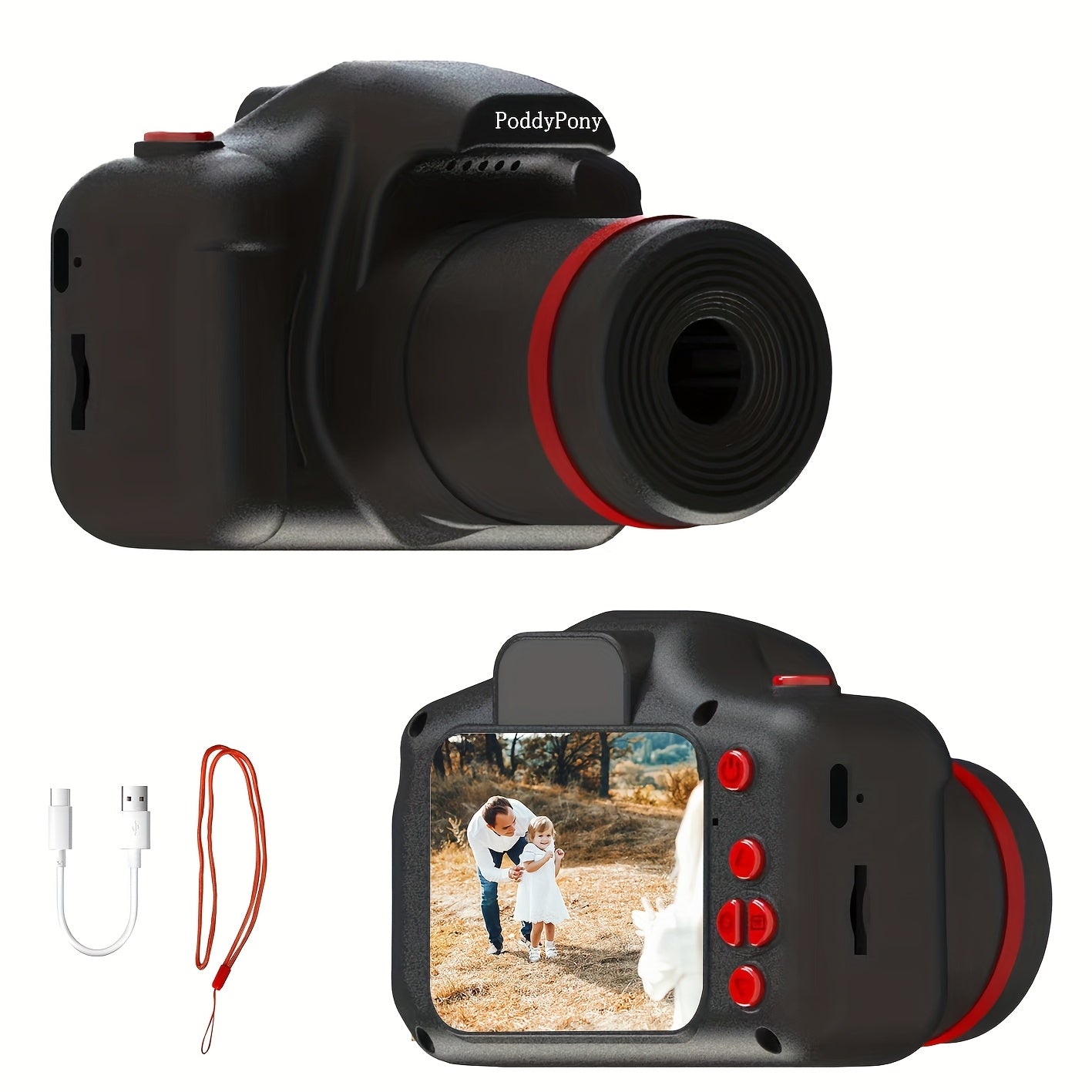 HD Youngsters' Digital Camera with Long Lens - Perfect Gift for Boys & Girls Ages 3-12, Includes 32GB Memory Card, Available in Pink/Purple/Blue/Black