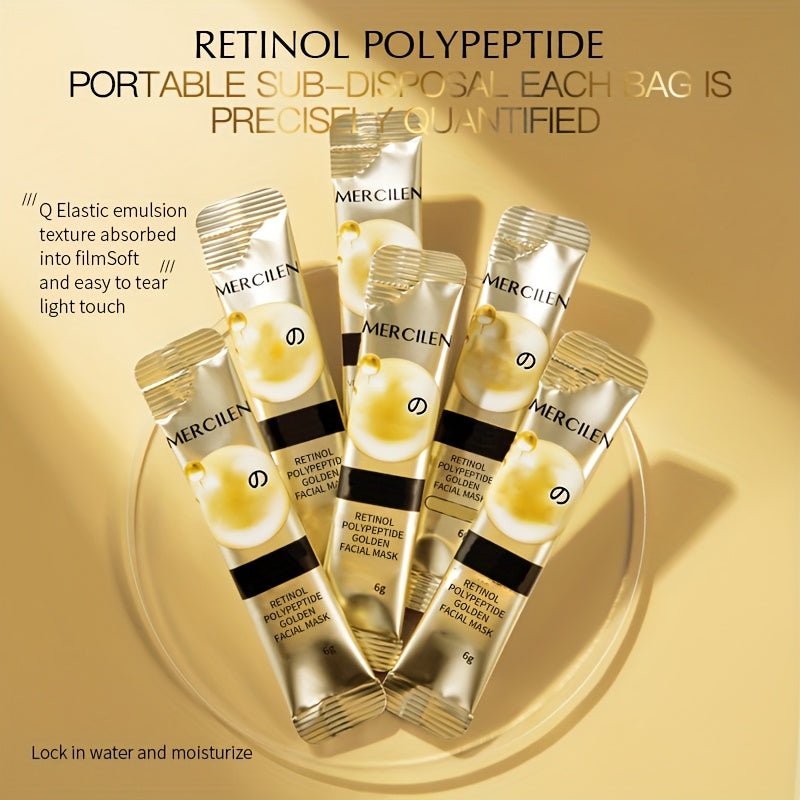 Retinol Polypeptide Tear Mask Makeup Primer 6gx10 pack, containing retinol, hyaluronic acid deep cleaning, moisturizing and firming, brightening to make Light Beige look younger, suitable for all Light Beige types, essential