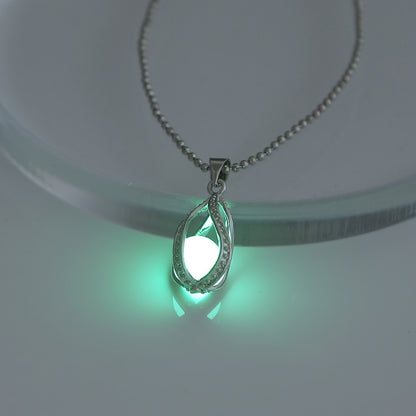 Nooxian Glow-in-the-Dark Mermaid Pendant Necklace - Hollow Spiral Teardrop Luminous Bead with /Blue Light Activation, Purple/Green/Blue Absorption-Activated Jewelry for Daily Wear & Parties, Mermaid Necklace, Night Glow Acces