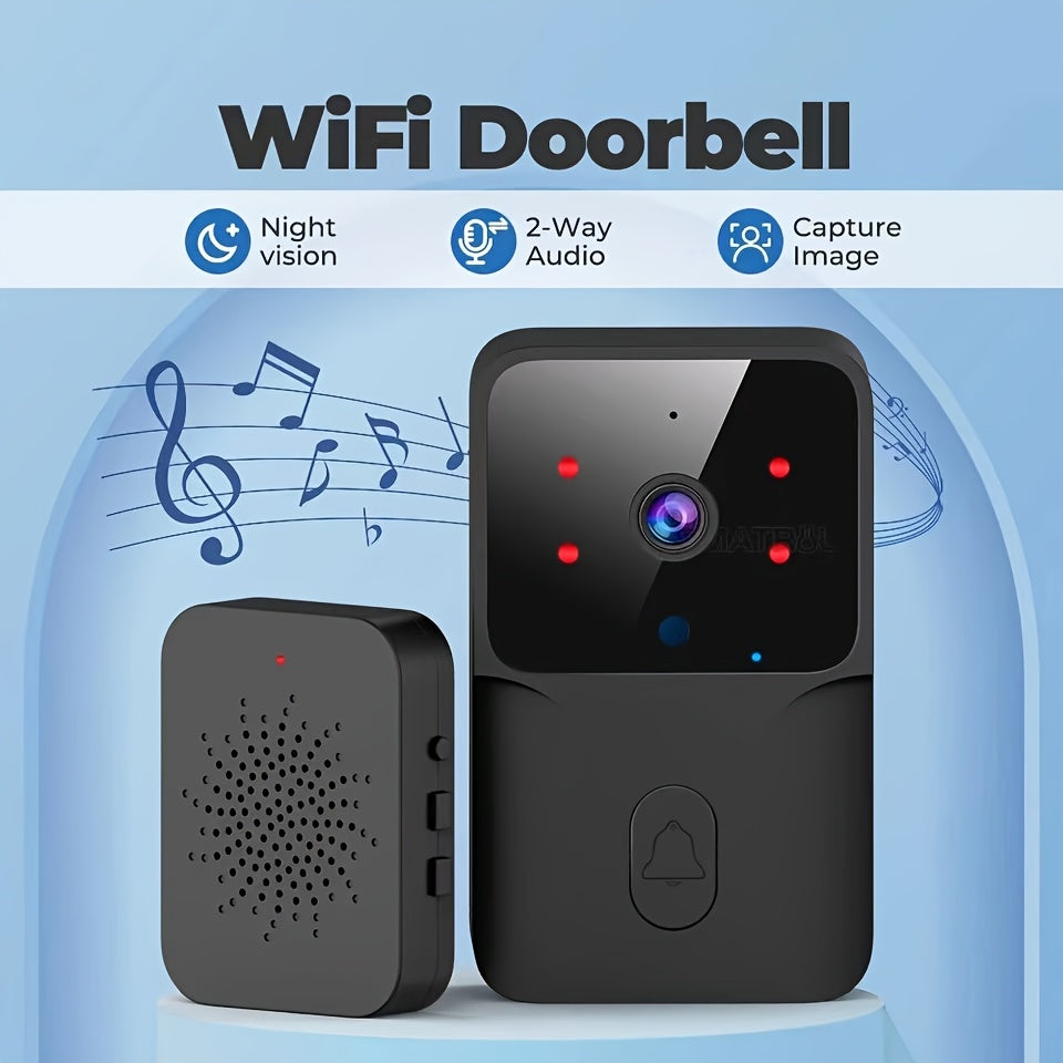 Smart Wireless Video Doorbell with 2-Way Audio, Night Vision, USB Rechargeable & Low Power Consumption | 2.4G WiFi Home Security System for Doormat & Surveillance, Office Surveillance | Modern Doorbell | Advanced Audio Techno
