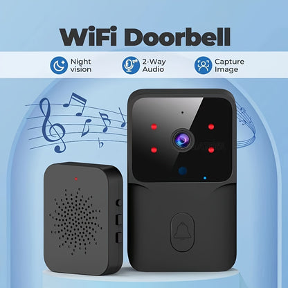 Smart Wireless Video Doorbell with 2-Way Audio, Night Vision, USB Rechargeable & Low Power Consumption | 2.4G WiFi Home Security System for Doormat & Surveillance, Office Surveillance | Modern Doorbell | Advanced Audio Techno