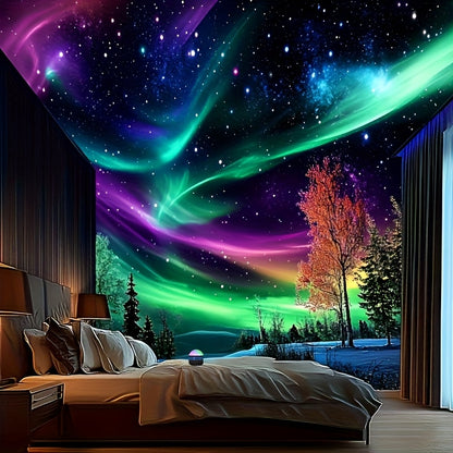 Aurora Borealis Projection Night Light - Black, Plastic, Novelty Toy for Bedroom Ambiance