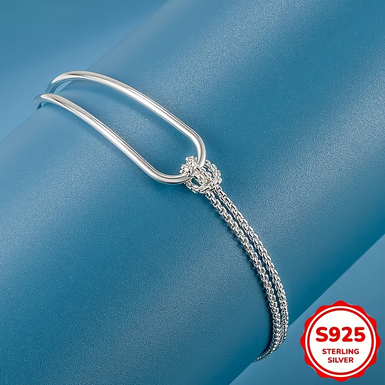 2-Pack Exquisite Elegant New Minimalist Geometric Silvery Bracelets - Practical and Versatile, Made with S925 Hypoallergenic Material, Perfect for Women's Jewelry - Ideal for Casual Attire Gifting, Suitable for Any Season, Es