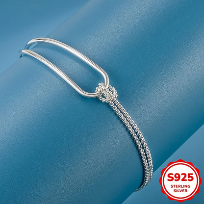 2-Pack Exquisite Elegant New Minimalist Geometric Silvery Bracelets - Practical and Versatile, Made with S925 Hypoallergenic Material, Perfect for Women's Jewelry - Ideal for Casual Attire Gifting, Suitable for Any Season, Es
