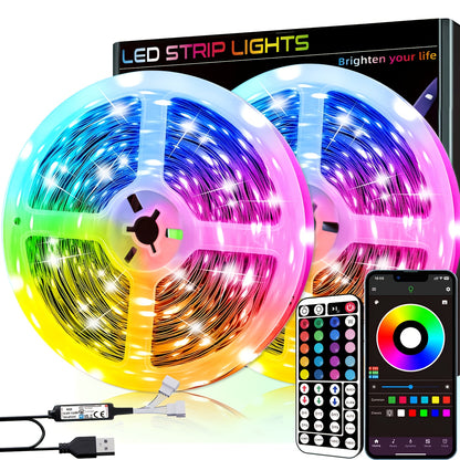 Smart Bedroom LED Lights, RGB Music Sync Bar Lights with 44-Key Remote Control