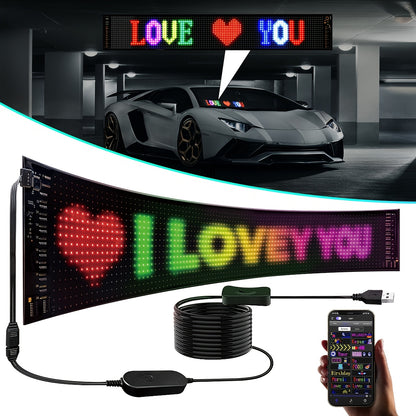 Programmable LED Sign Light with APP & USB Control, Text/Scrolling Messages, Dimmable Brightness, Wireless Smart - Flexible Matrix Panel for Garage, Car Dealership, Store, Home, Valentine's/Christmas Decorations - USB-Powered