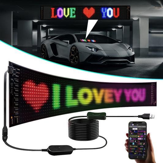Programmable LED Sign Light with APP & USB Control, Text/Scrolling Messages, Dimmable Brightness, Wireless Smart - Flexible Matrix Panel for Garage, Car Dealership, Store, Home, Valentine's/Christmas Decorations - USB-Powered