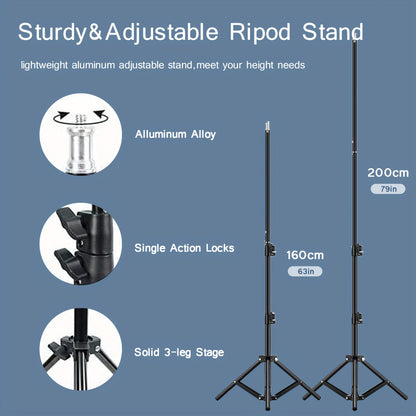 Professional Softbox Lighting Kit 160cm 200cm with US Plug Adapter Tripod E27 Socket Continuous Light System for Studio, YouTube Live Streaming