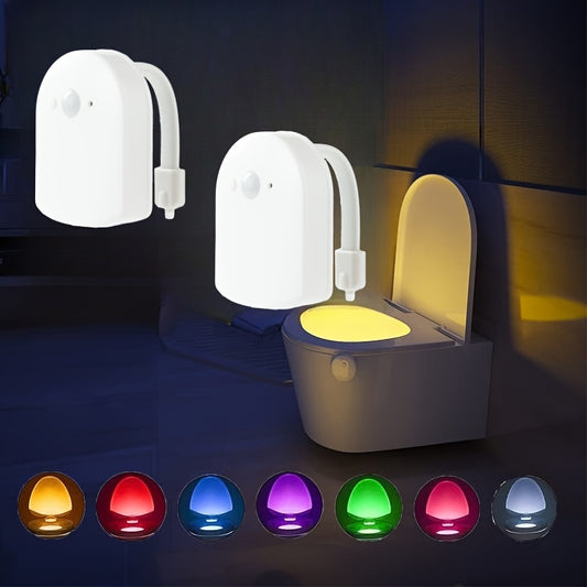 1/2pcs 16 Colors Human Motion Sensor Toilet Seat Light Inside Toilet Bathroom Night Light for Toilet Bowl Gift, Adjustable Human Motion Sensing Toilet Seat Light, Motion Sensing Toilet Night Light, Suitable for Bathrooms