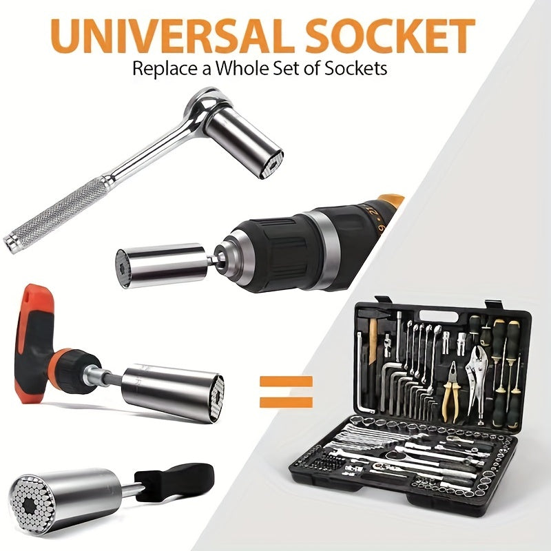 1 Set, Universal Torque Wrench 7-19mm Hexagonal Multi-functional Universal Socket