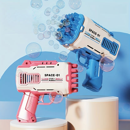 Boys & Girls Handheld Bubble Blaster Outdoor Play Toy - Pink & Blue Bubble Wand with Adjustable Airflow, Durable Plastic Construction, No Solution/Batteries Needed, Holiday Gift for Kids, Bubble Machine for Outdoor Play, Adju