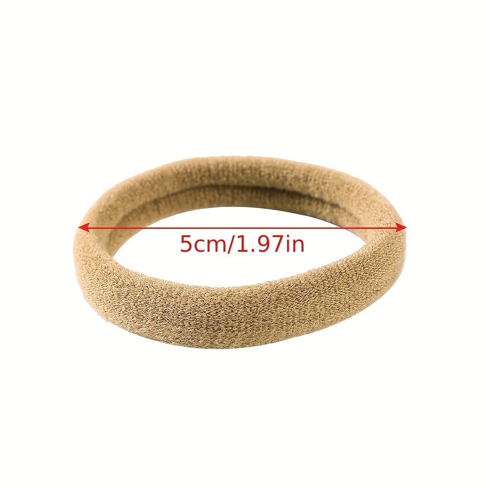 50pcs Girls' Hair Tie Rubber Band Fashion 5cm Basic Hair Ring Seamless High Elastic Towel Circle High Ponytail Durable Women's Head Tie