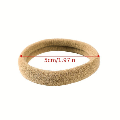 50pcs Girls' Hair Tie Rubber Band Fashion 5cm Basic Hair Ring Seamless High Elastic Towel Circle High Ponytail Durable Women's Head Tie