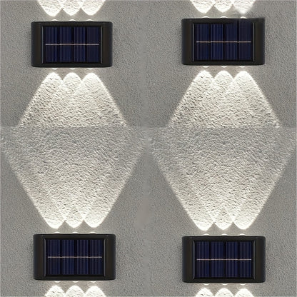 2pcs of LED solar wall lights, upper and lower lighting, solar outdoor lights, solar fence lights, suitable for courtyards, gardens, garages, swimming pools, decks, Smart Lights