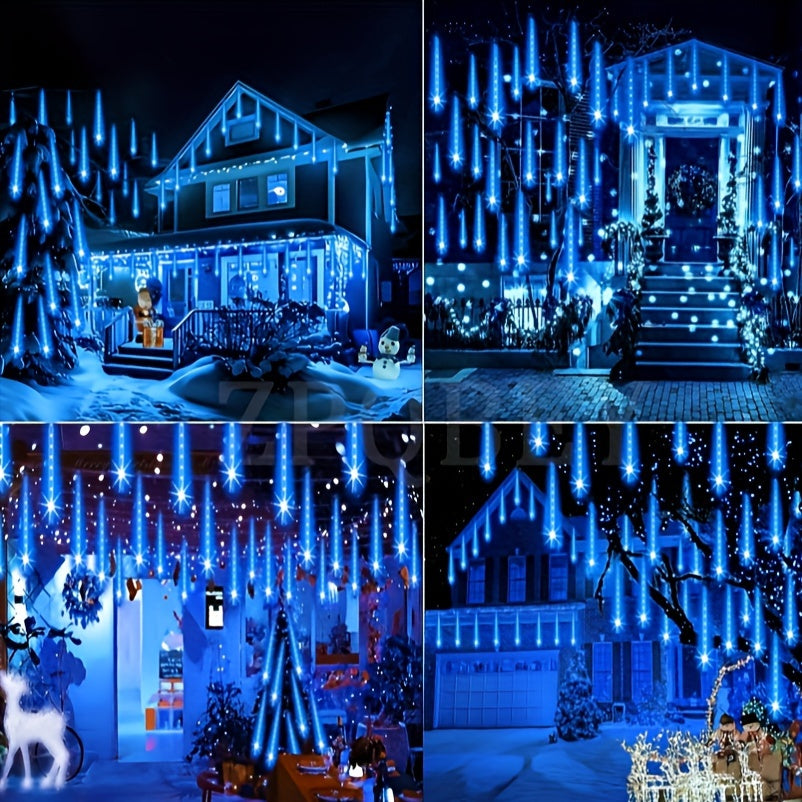 Loyyz Solar-Powered Meteor Shower Lights Outdoor - Meteor Shower Effect Garden Decorations with Solar Panel, IPX4 High Quality, for Wedding, Easter, Ramadan, Patio, Tree, Roof - Energy-Efficient LED String Lights, Out Side So