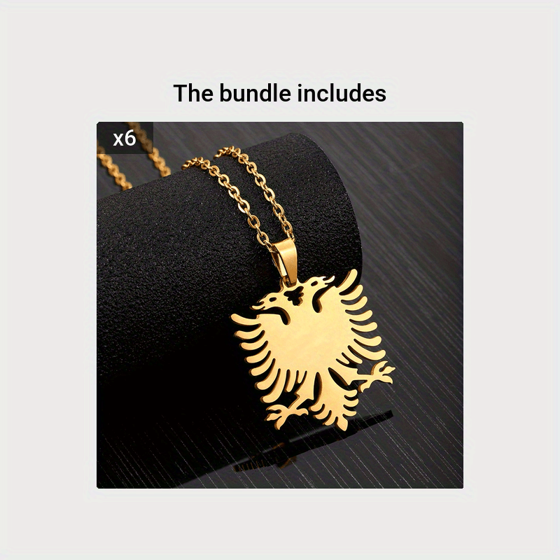 1pc Men's And Women's Party Fashion Trendy Gift, Titanium Steel Albania Eagle Pendant Necklace