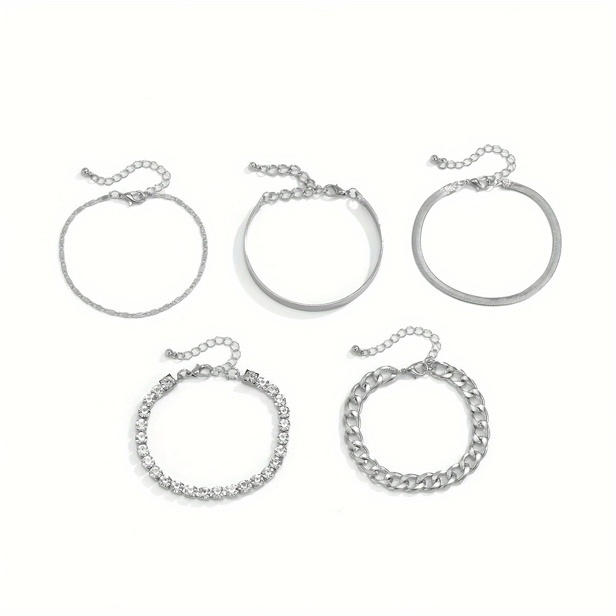 5 Pieces Of Retro Hip-hop Punk Snake Bone Chain Ladies Bracelet For Date Party Gift