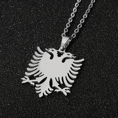 1pc Men's And Women's Party Fashion Trendy Gift, Titanium Steel Albania Eagle Pendant Necklace