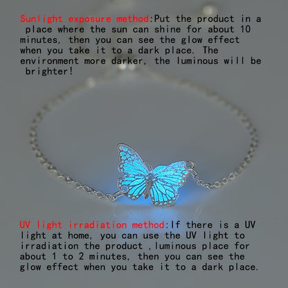 Elegant and Simple Copper Butterfly Pendant Bracelet with Glow-in-the-Dark Effect by Nooxian - Daily and Party Occasions