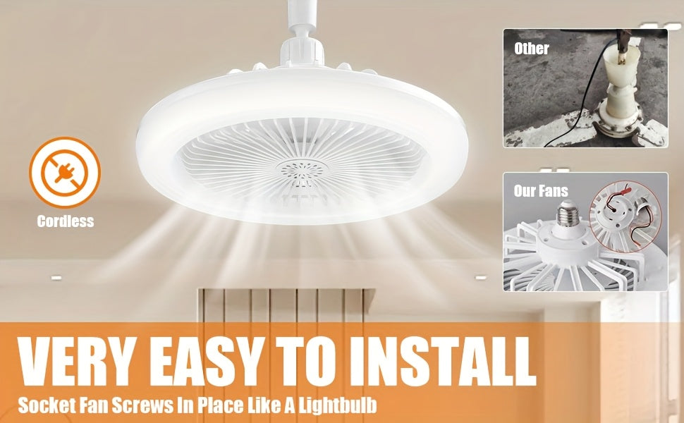 50W 25.4cm LED Smart Ceiling Fan Light with Remote Control, Color Changing and Dimming Features, 2In1 360 degrees Ceiling Fan with Light | E26/27 Socket, Dual Function Cooling and Lighting, Timing, Suitable for for Bedroom, k