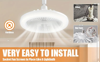 50W 25.4cm LED Smart Ceiling Fan Light with Remote Control, Color Changing and Dimming Features, 2In1 360 degrees Ceiling Fan with Light | E26/27 Socket, Dual Function Cooling and Lighting, Timing, Suitable for for Bedroom, k