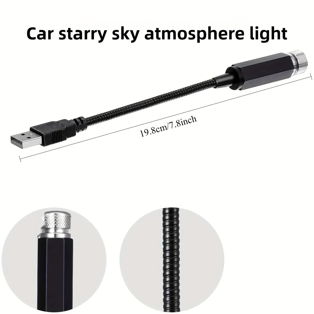 1pc USB Projector Ambient Night Light, Romantic Starry Sky Projector Car Light, Rotatable Adjustment, Bedroom, Car, Party, Wall, Ceiling, Portable Atmosphere Decoration Car Roof Light, Without Battery