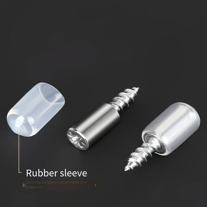 60pcs Heavy-Duty Nickel-Plated Self-Tapping Screws with Anti-Slip Rubber Sleeves - No Pre-Drilling Needed, for Wooden Cabinets, Shelving, Furniture - Compatible with Power Drills - by GUTEBANG